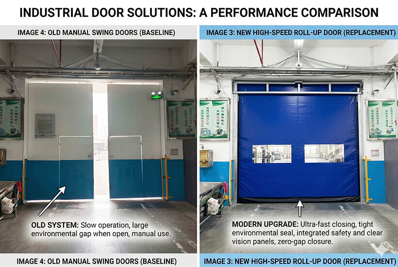 industrial-swinging-doors-vs-automatic-fast-speed-zipper-doors PIC
