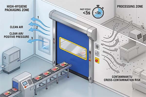 Cleanroom High-Speed Door for Food Packaging Line