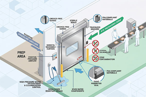 food-grade cleanroom rapid door for RTE Packaging