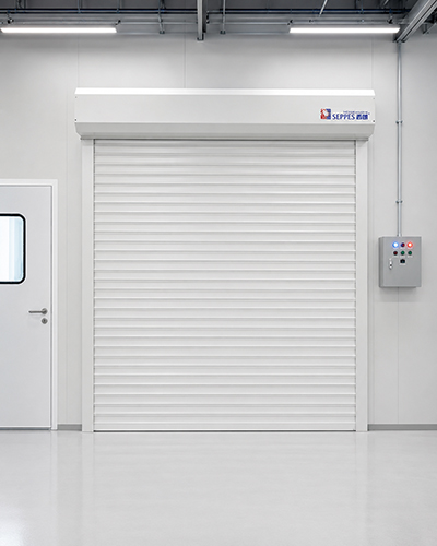 Electric aluminum roller shutter door installed at an industrial entrance
