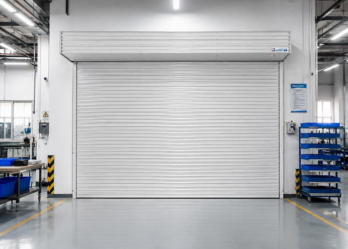 Electric roller shutter door inside a factory production workshop